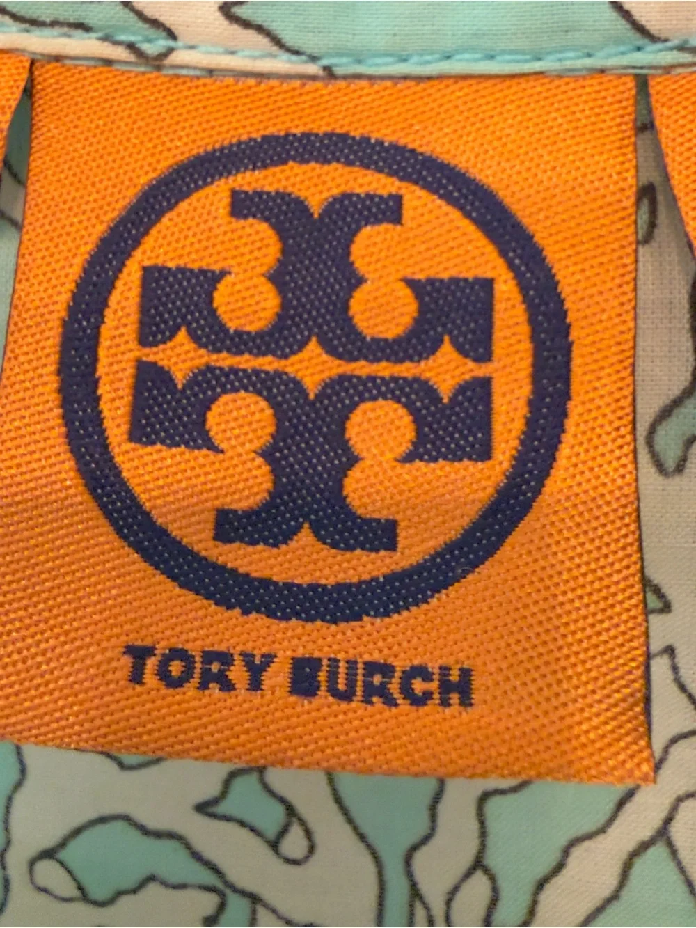 Tory Burch Aqua and White Coral-Print Button Down Utility Shirt Size 2